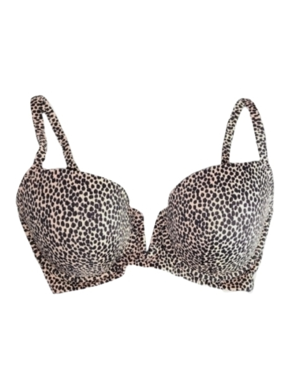 Shade & Shore Bikini Top Leopard Print Push-Up Bra Beige Size 36DD